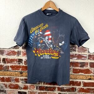 Vintage Harley Davidson Shirt Size Medium Grey American by Birth Rider by Choice